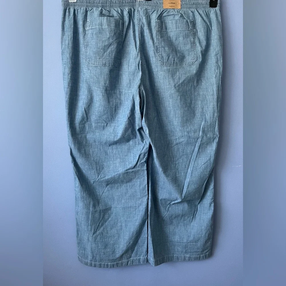L.L. Bean Favorite Fit Chambray Pull On Chino Ankle Slim Leg Pants 26W - Picture 2 of 5